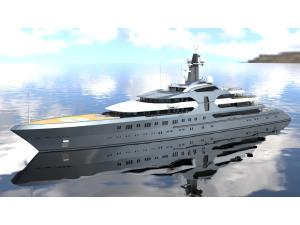 120m. mega yacht night render 